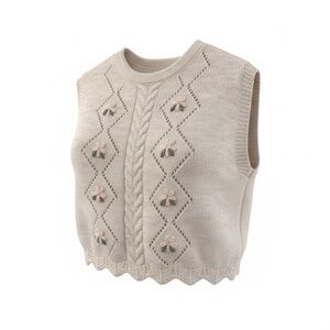 Sincerely Jules Cream Knit Sweater Vest with Scalloped Hem